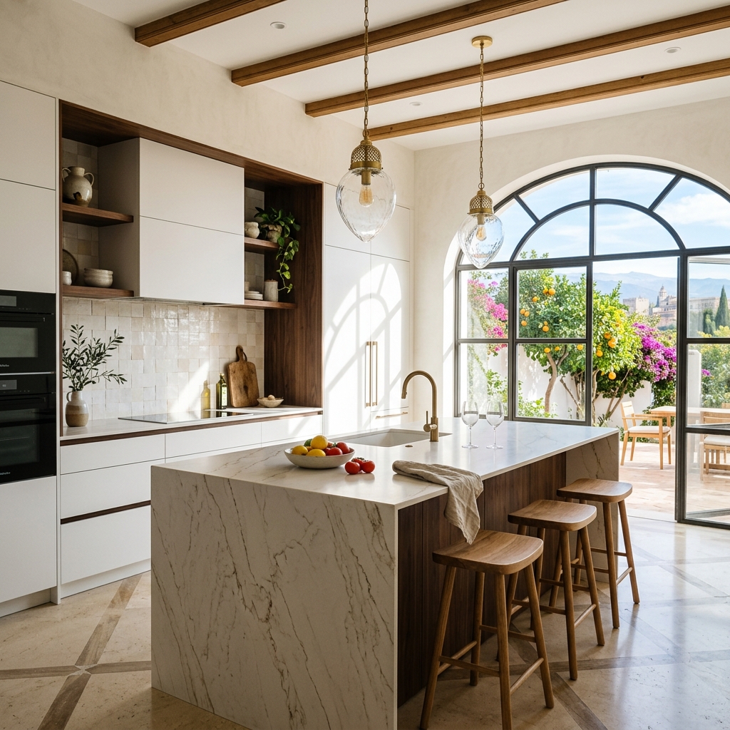 Reforma de cocina moderna con isla en Albolote